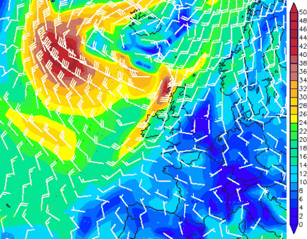 Wind chart for 1200GMT Saturday