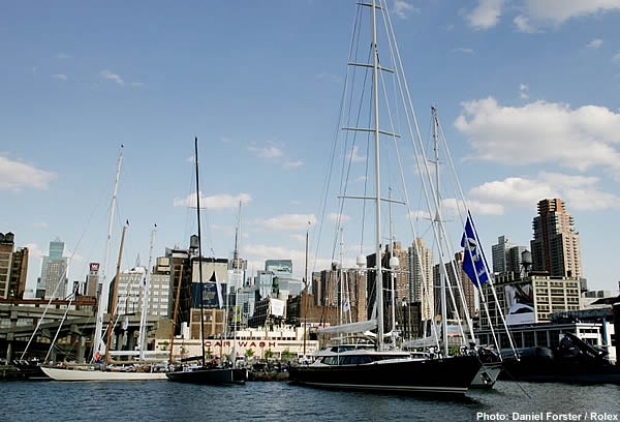 Most of the fleet (excluding the really big ones) moored next to the USS Intrepid