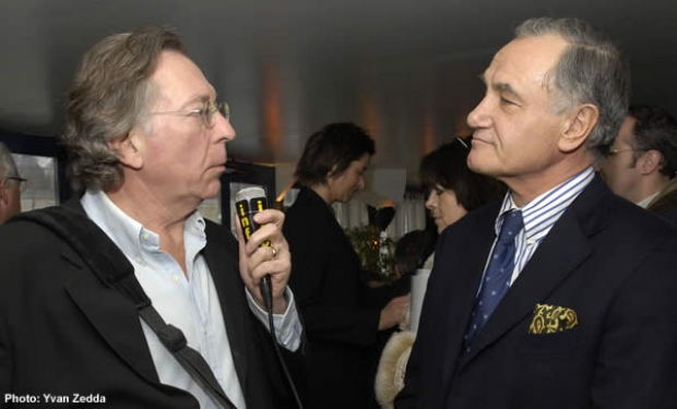 Leading French radio journalist Christian Bex (left) interviews ORMA President Gilles Cambournac at Sunday's press conference