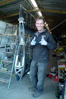 The fastest man in the world, Paul Larsen, happiest with rubber gloves on