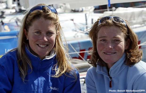 Sam Davies (left), 31, with fellow Figarette Jeanne Gregoire, 27