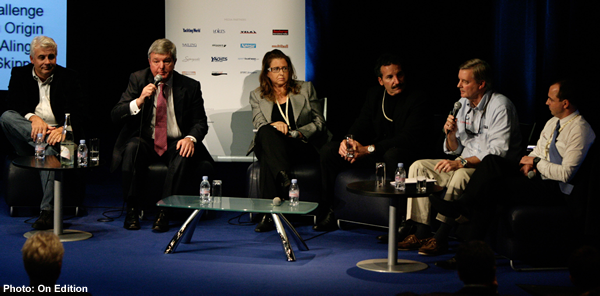 AC panellists from left to right: Brad Butterworth, Sir Keith Mills, Alessandra Pandarese, Paul Cayard, Tom Ehman and Stephane Kandler
