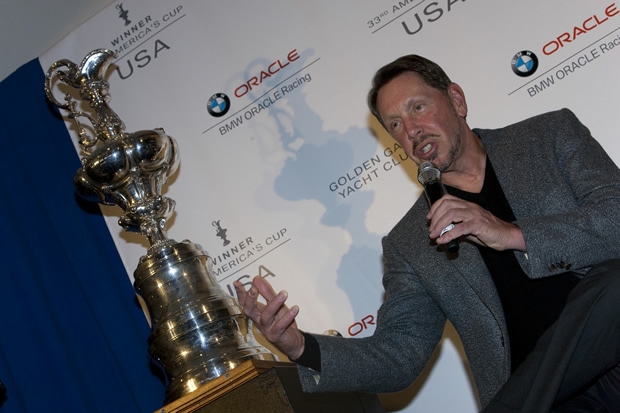 Larry Ellison and his new trophy at the GGYC