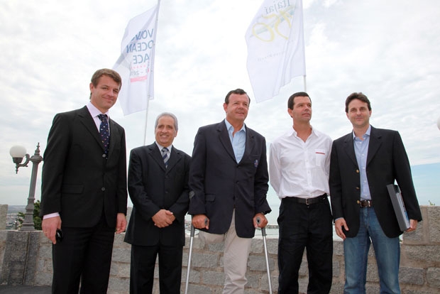 Knut Frostad, CEO Volvo Ocean Race, Jandir Bellini, Mayor of Itajai, sailors Lars Grael, Torben Grael, Congressman Paulo Bornhausen Knut Frostad, CEO Volvo Ocean Race, Jandir Bellini, Mayor of Itajai, sailors Lars Grael, Torben Grael, Congressman Paulo Bornhausen