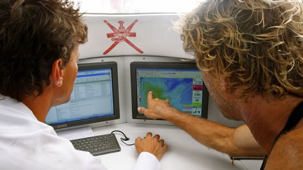 Checking out Gelane on board Oman Sail's Majan Checking out Gelane on board Oman Sail's Majan