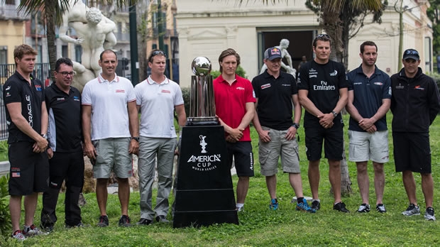 From left to right: Tom Slingsby, Mitch Booth, Francesco Bruni, Chris Draper, Charlie Ekberg, Roman Hagara, Dean Barker, Ben Ainslie and Yann Guichard From left to right: Tom Slingsby, Mitch Booth, Francesco Bruni, Chris Draper, Charlie Ekberg, Roman Hagara, Dean Barker, Ben Ainslie and Yann Guichard