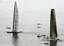 Alinghi 5 and BMW Oracle Racing's USA await the wind