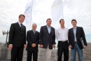 Knut Frostad, CEO Volvo Ocean Race, Jandir Bellini, Mayor of Itajai, sailors Lars Grael, Torben Grael, Congressman Paulo Bornhausen