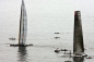 Alinghi 5 and BMW Oracle Racing's USA await the wind