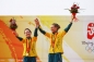 Elise Rechichi and Tessa Parkinson on the podium in Beijing